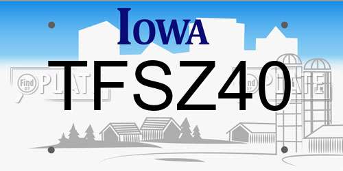 TFSZ40 Iowa License Plate