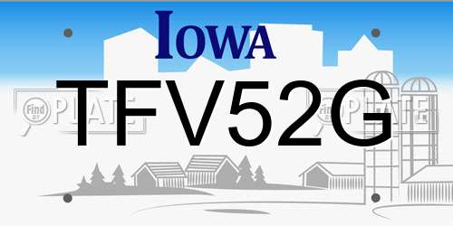 TFV52G Iowa License Plate