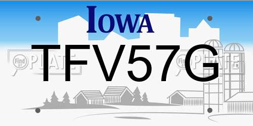 TFV57G Iowa License Plate