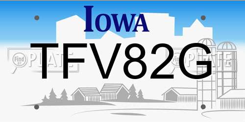 TFV82G Iowa License Plate
