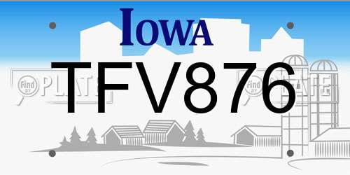 TFV876 Iowa License Plate