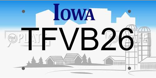 TFVB26 Iowa License Plate