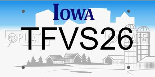 TFVS26 Iowa License Plate