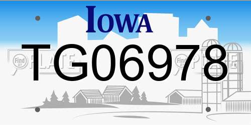 TG06978 Iowa License Plate