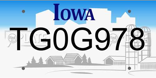 TG0G978 Iowa License Plate