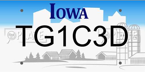 TG1C3D Iowa License Plate