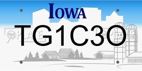 TG1C3O Iowa License Plate