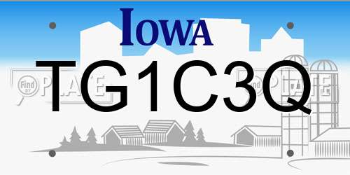 TG1C3Q Iowa License Plate