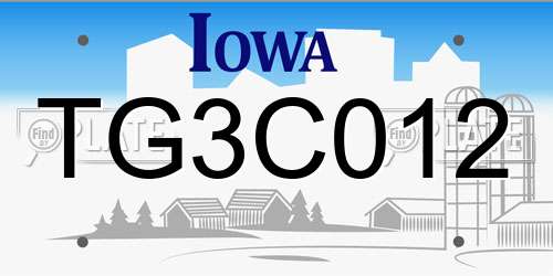 TG3C012 Iowa License Plate