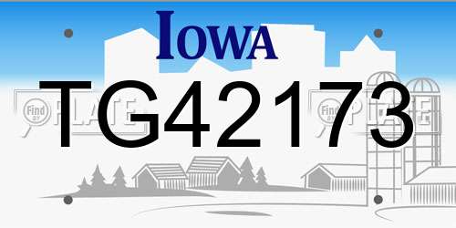 TG42173 Iowa License Plate