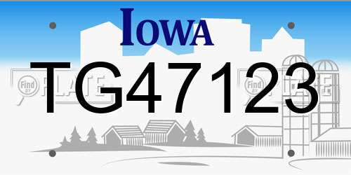 TG47123 Iowa License Plate