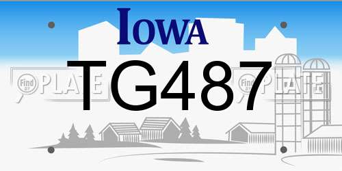 TG487 Iowa License Plate