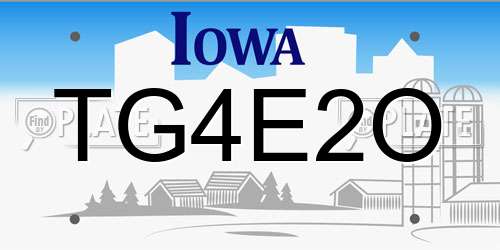 TG4E2O Iowa License Plate
