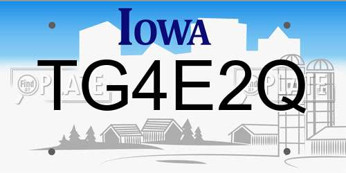 TG4E2Q Iowa License Plate