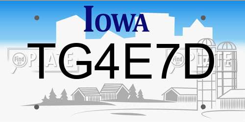 TG4E7D Iowa License Plate