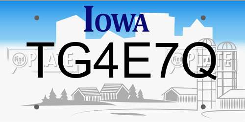 TG4E7Q Iowa License Plate