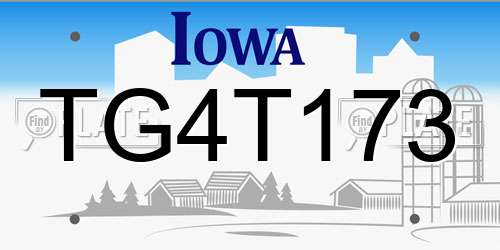 TG4T173 Iowa License Plate