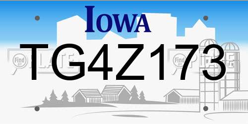 TG4Z173 Iowa License Plate