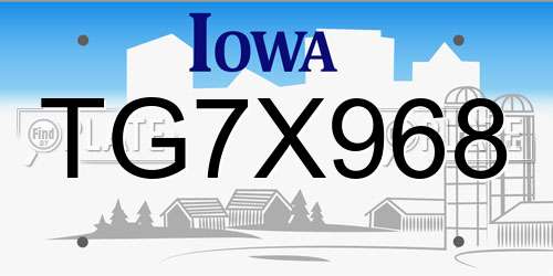TG7X968 Iowa License Plate