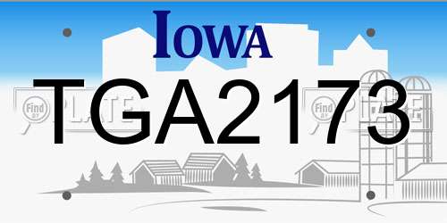 TGA2173 Iowa License Plate