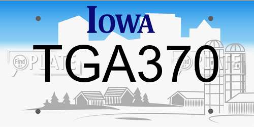 TGA370 Iowa License Plate