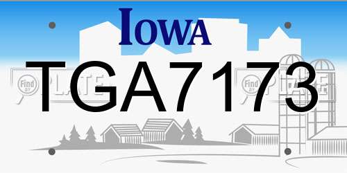 TGA7173 Iowa License Plate