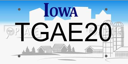 TGAE20 Iowa License Plate