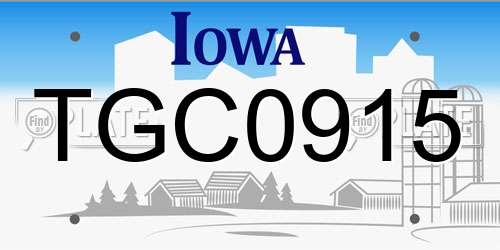 TGC0915 Iowa License Plate