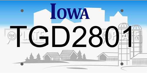 TGD2801 Iowa License Plate