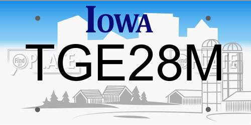 TGE28M Iowa License Plate