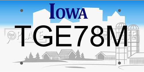 TGE78M Iowa License Plate