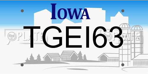 TGEI63 Iowa License Plate
