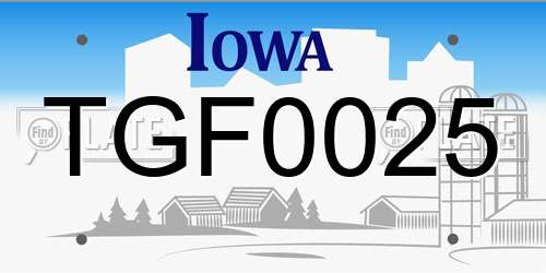 TGF0025 Iowa License Plate