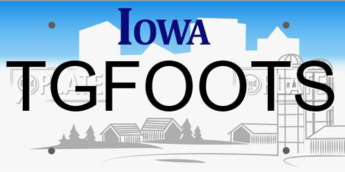 TGFOOTS Iowa License Plate