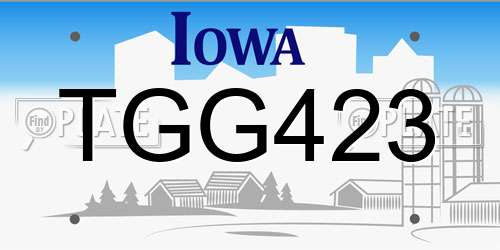 TGG423 Iowa License Plate
