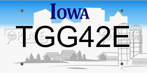 TGG42E Iowa License Plate