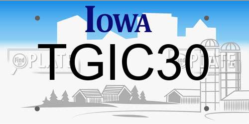 TGIC30 Iowa License Plate