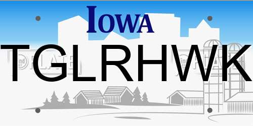 TGLRHWK Iowa License Plate