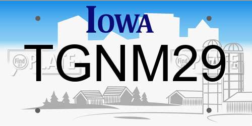 TGNM29 Iowa License Plate