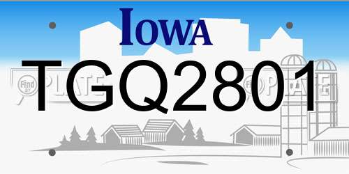 TGQ2801 Iowa License Plate