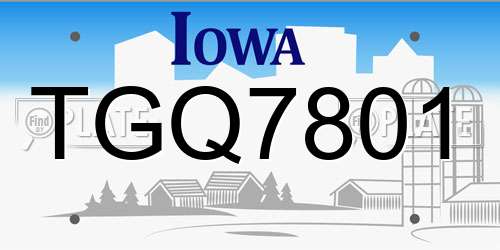 TGQ7801 Iowa License Plate