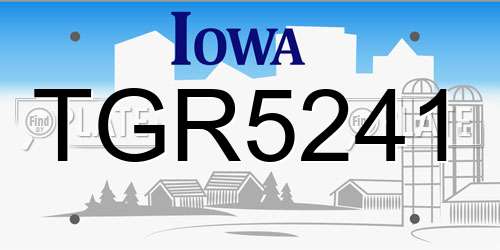 TGR5241 Iowa License Plate