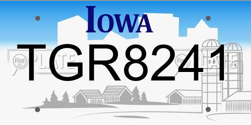 TGR8241 Iowa License Plate