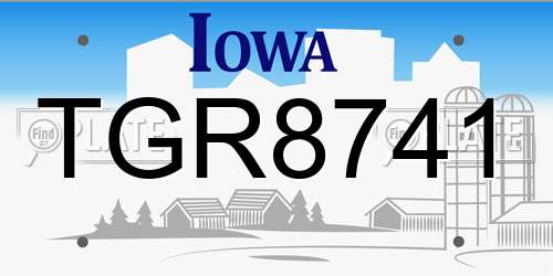 TGR8741 Iowa License Plate