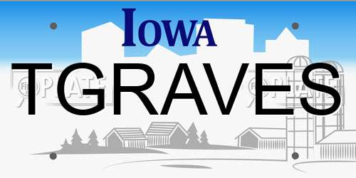 TGRAVES Iowa License Plate
