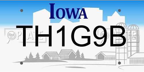 TH1G9B Iowa License Plate