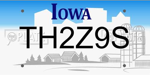 TH2Z9S Iowa License Plate