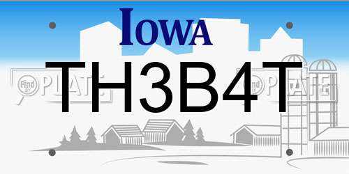 TH3B4T Iowa License Plate