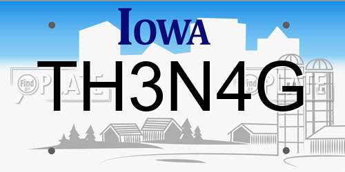 TH3N4G Iowa License Plate