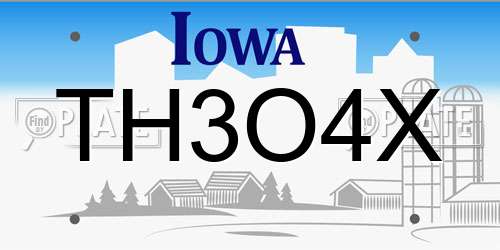TH3O4X Iowa License Plate